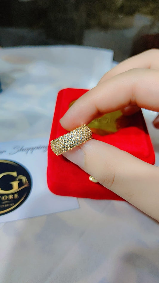 Elegance Pave-Set CZ Wide Band Ring in Silver Finish